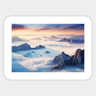 Mountain Sea Clouds Sunset Sky Landscape Sticker